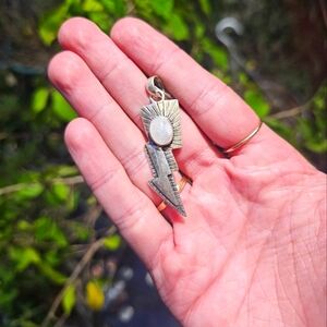 Sterling Silver Moonstone Lightning Bolt Pendant